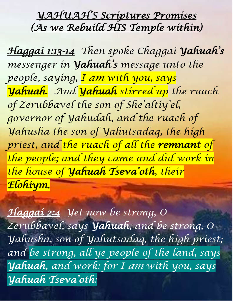 As We Rebuild YAHUAH'S Temple Within