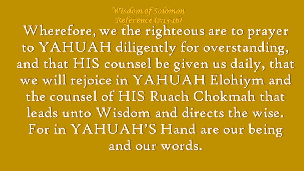 Wisdom of Solomon 7:13-16
