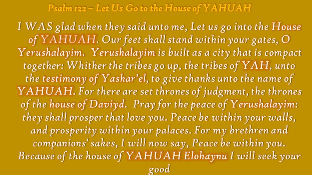 Psalm 122, Come let us go to the House of YAHUAH!